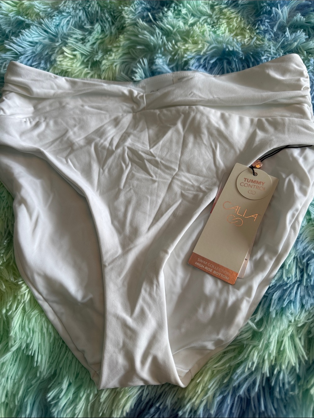 Calia High-Rise White Swim Bottoms - Tummy Control